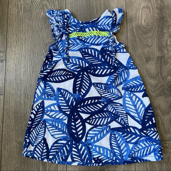 Blue Leaf Print Dress - Picture 2 of 7